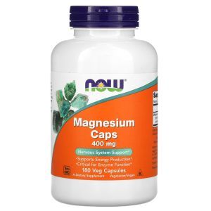Магний, Magnesium Caps, Now Foods, 400 мг, 180 вегетарианских капсуд
