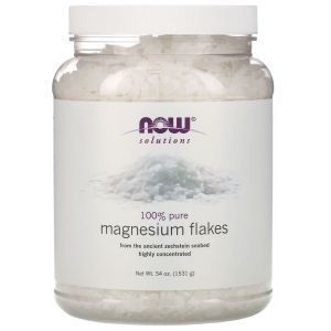 Магниевые хлопья для ванной,Magnesium Flakes, Now Foods, Solutions, чистые, 1531 г
