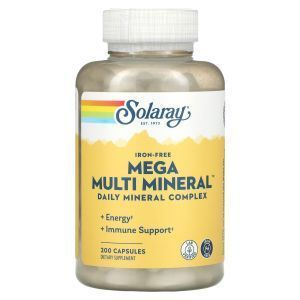 Мультиминеральный комплекс без железа, Mega Multi Mineral, Solaray, 200 капсул