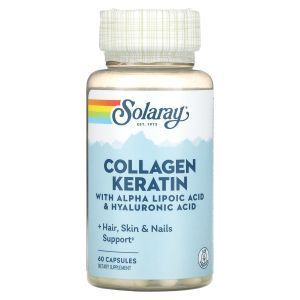 Коллаген и кератин, тип I, II, III, Collagen Keratin, Solaray, 60 капсул