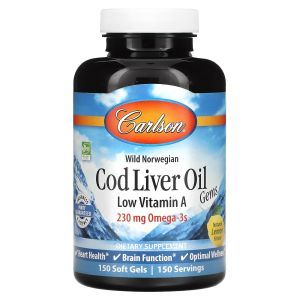 Рыбий жир из печени трески, Cod Liver Oil, Carlson Labs, лимон, 1000 мг, 150 капсу