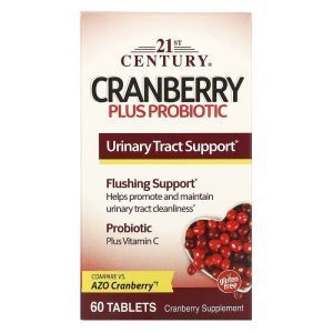 Клюква с пробиотиками, Cranberry with Probiotic, 21st Century, 60 таблеток