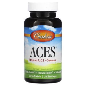 Антиоксидантная защита,  ACES, Carlson Labs,  витамины A, C, E + селен, 50 гелевых капсул
