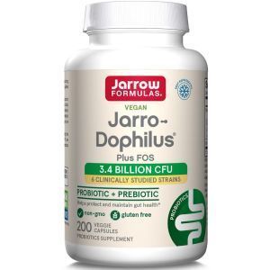 Пробиотики (дофилус), Jarro-Dophilus Plus FOS, Jarrow Formulas, с ФОС, 3.4 млрд КОЕ, 200 вегетарианских капсул