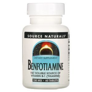 Бенфотиамин, Benfotiamine, Source Naturals, 150 мг, 60 таблеток