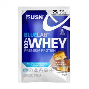 Cывороточный протеин, Blue Lab 100% Whey Premium Protein, USN, премиум-класса, вкус шоколада с карамелью, 34 г
