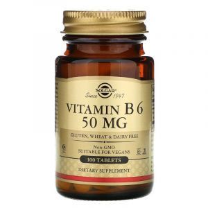 Vitamiin B6, vitamiin B6, Solgar, 50 mg, 100 tabletti
