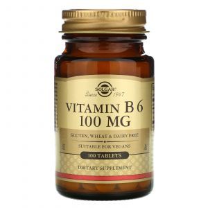 Vitamiin B6, vitamiin B6, Solgar, 100 mg, 100 tabletti