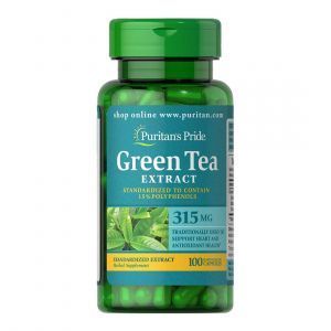 Зеленый чай, Green Tea, Puritan's Pride, стандартизированный экстракт, 315 мг, 100 капсул
