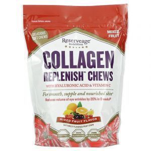 Коллаген, Collagen Replenish, ReserveAge Nutrition, восполненяющий, смесь фруктов, 60 жвачек
