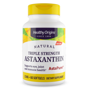 Астаксантин, Astaxanthin, Healthy Origins, 12 мг, 60 гелевых капсул