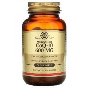 Коэнзим Q10, Megasorb CoQ-10, Solgar, 600 мг, 30 гелевых капсул

