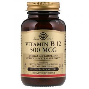 Витамин В12, Solgar, 500 мкг, 250 капсул